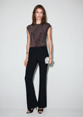 T-Shirt Lurex Détail Froncé