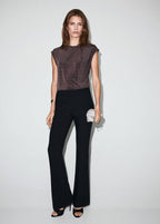 T-Shirt Lurex Détail Froncé