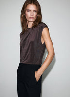 T-Shirt Lurex Détail Froncé