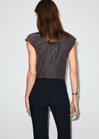 T-Shirt Lurex Détail Froncé