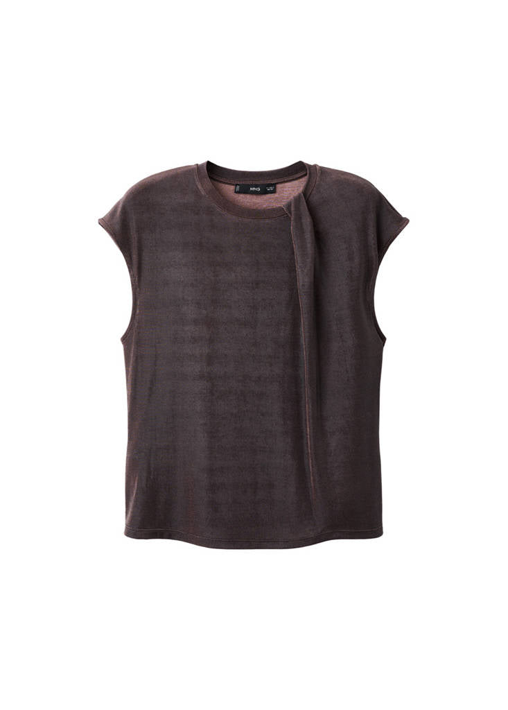 T-Shirt Lurex Détail Froncé