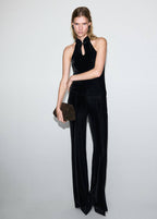 Top Velours Col Halter Brandebourg