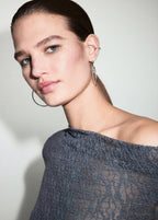 Top Dentelle Col Asymétrique