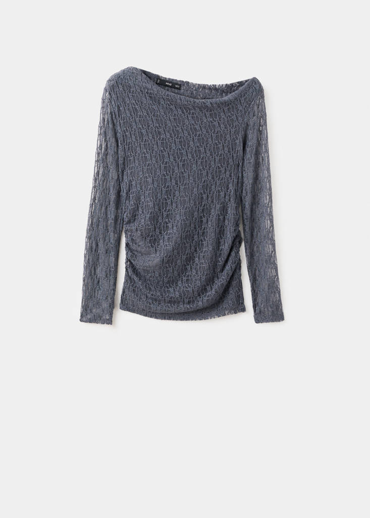 Top Dentelle Col Asymétrique