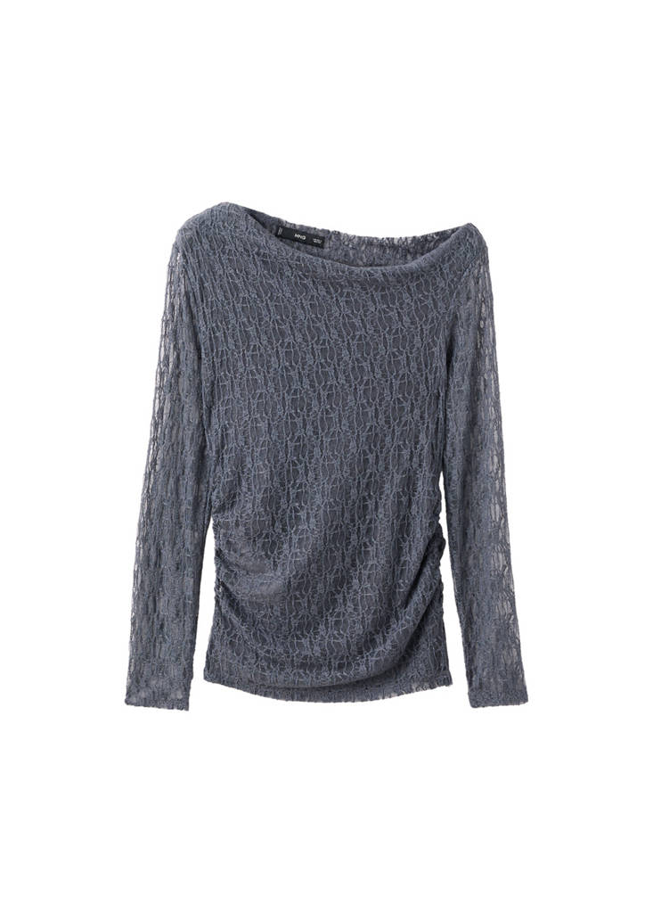 Top Dentelle Col Asymétrique