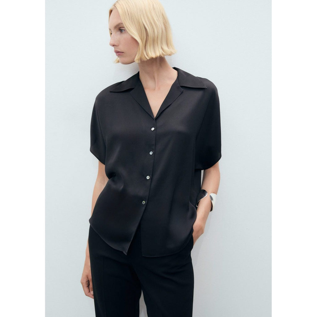 Camisa Satinada Manga Corta