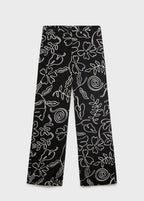 Pantalon Lin Mélangé Imprimé À Fleurs