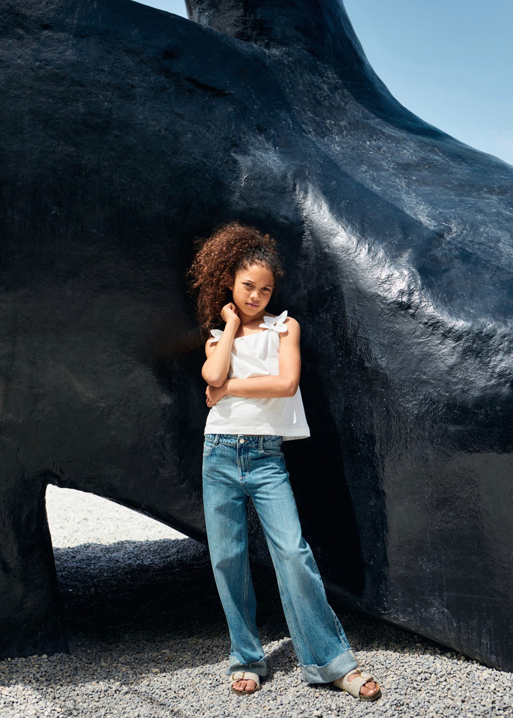 Jean Wide1 Azul Medio Vintage - Niña