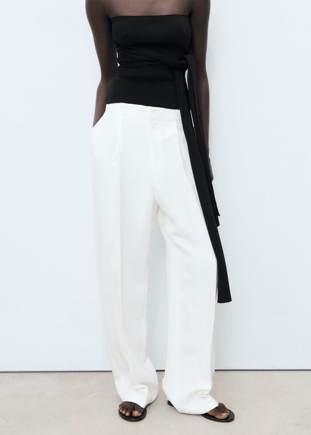 Pantalon Mélange De Lin Pinces