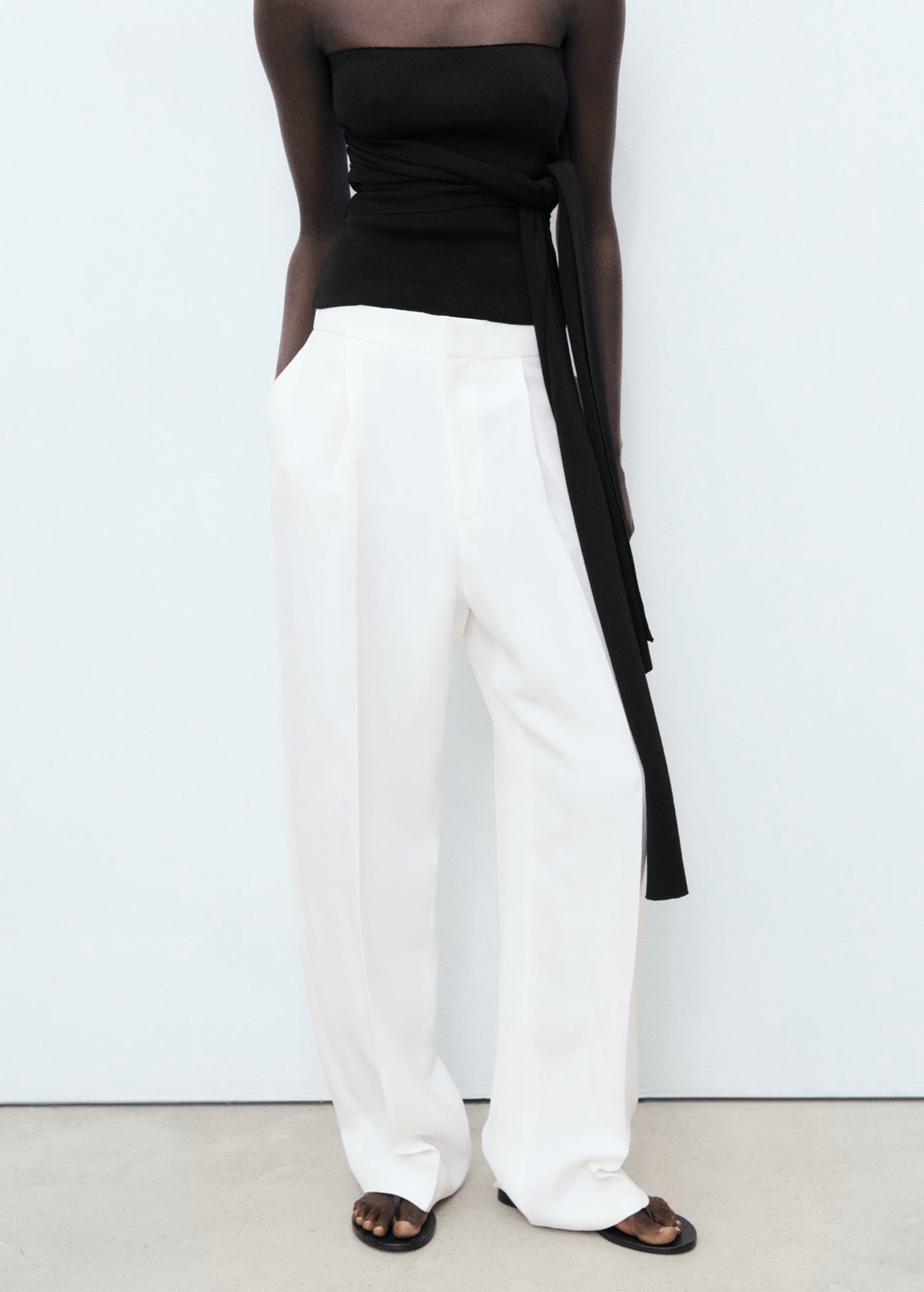 Pantalon Mélange De Lin Pinces
