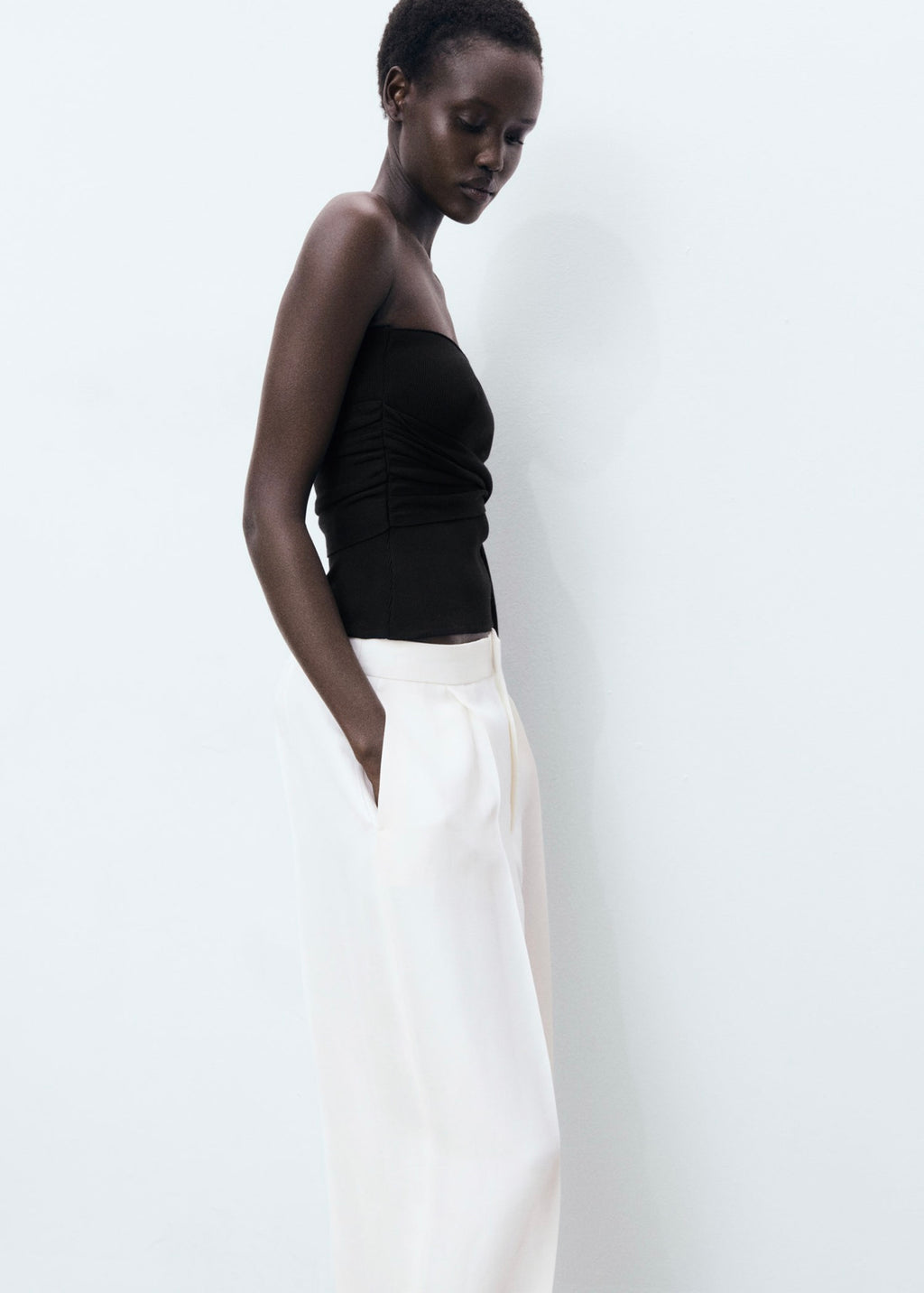 Pantalon Mélange De Lin Pinces