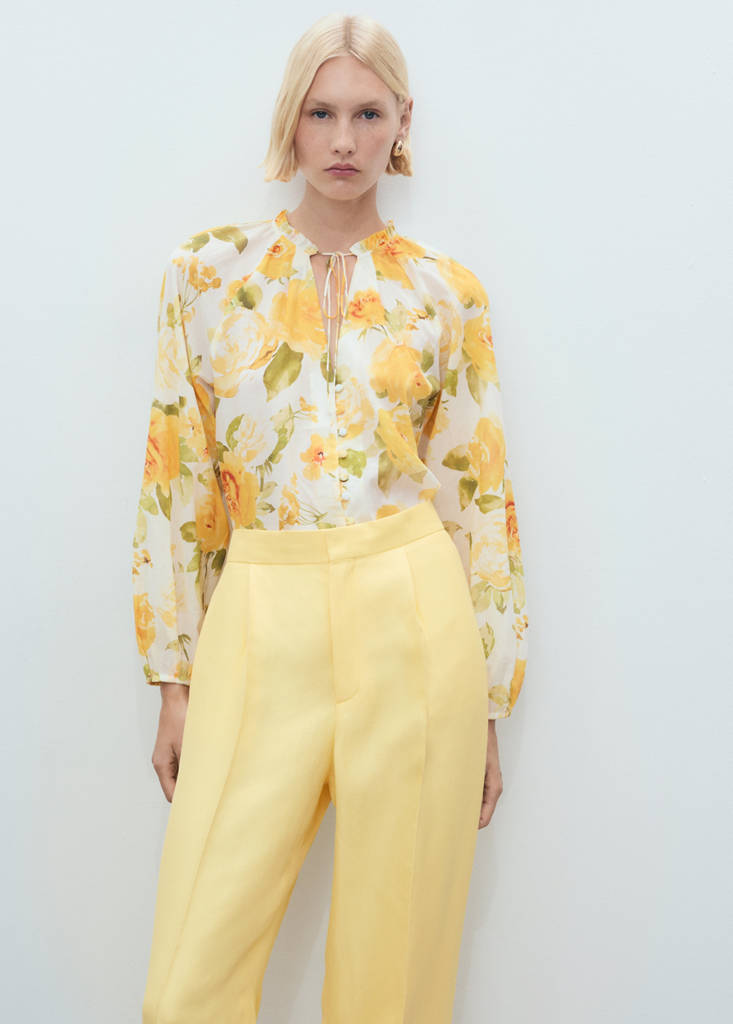 Pantalon Mélange De Lin Pinces