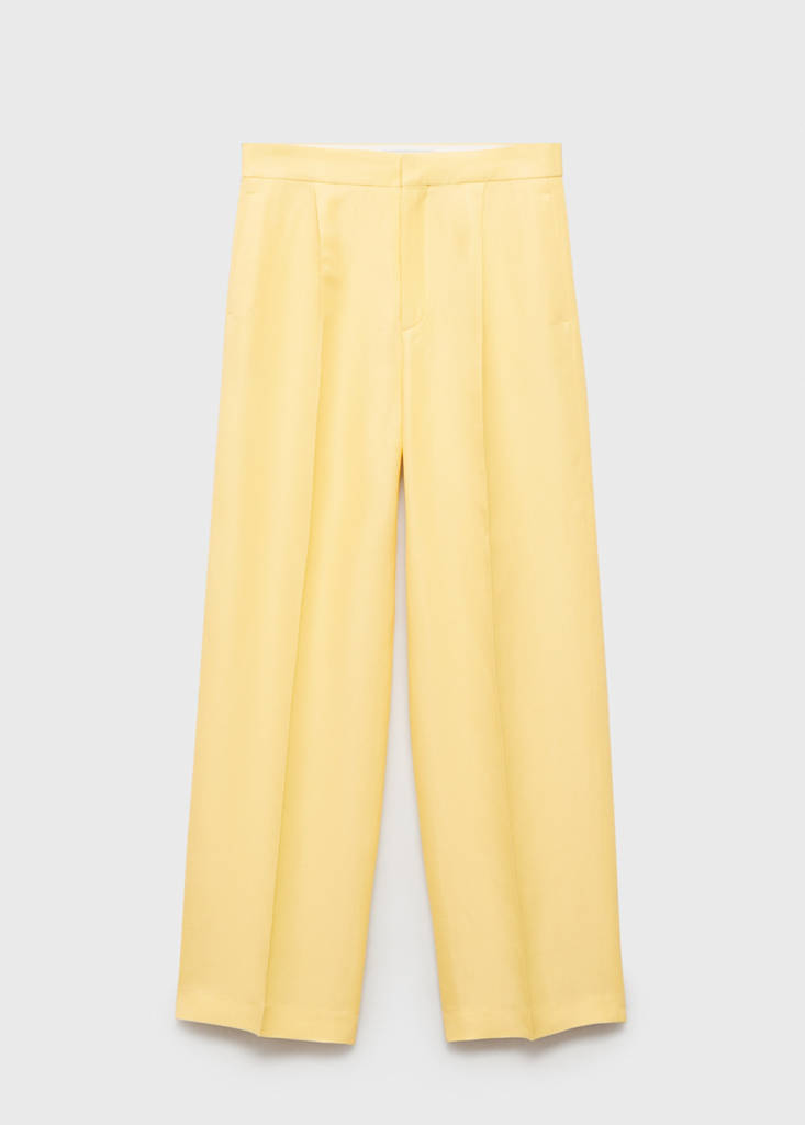 Pantalon Mélange De Lin Pinces