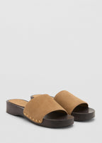 Sandales En Daim Avec Semelle En Bois