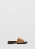 Sandales En Daim Avec Semelle En Bois