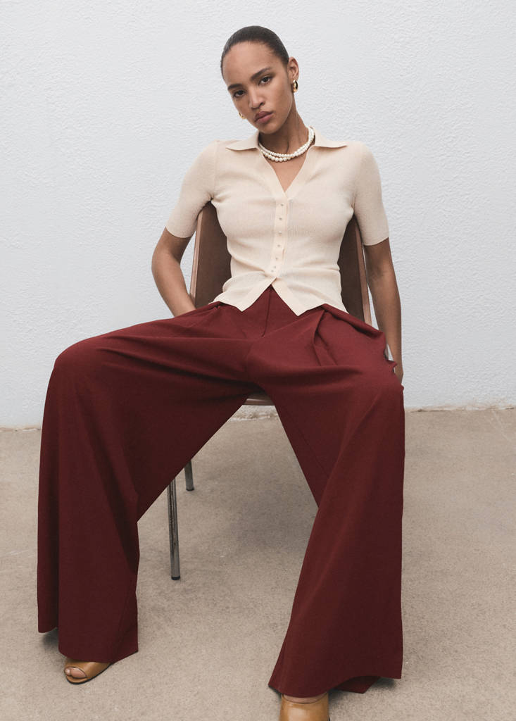 Pleated Wide-Leg Suit Trousers