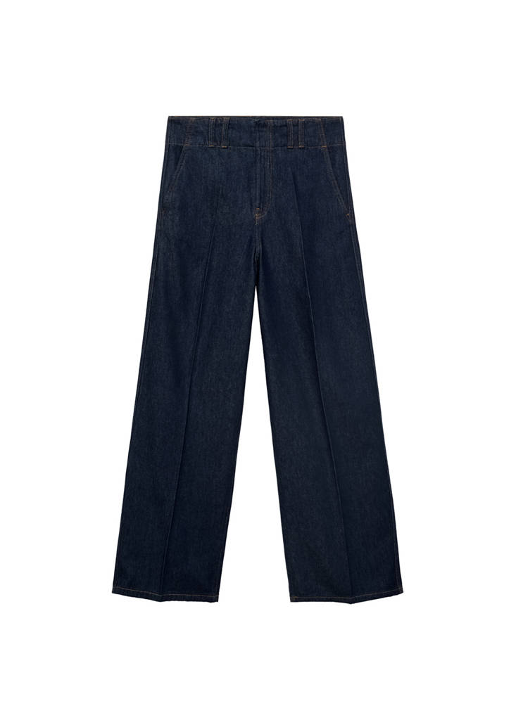 Pantalon Denim Large Avec Passants