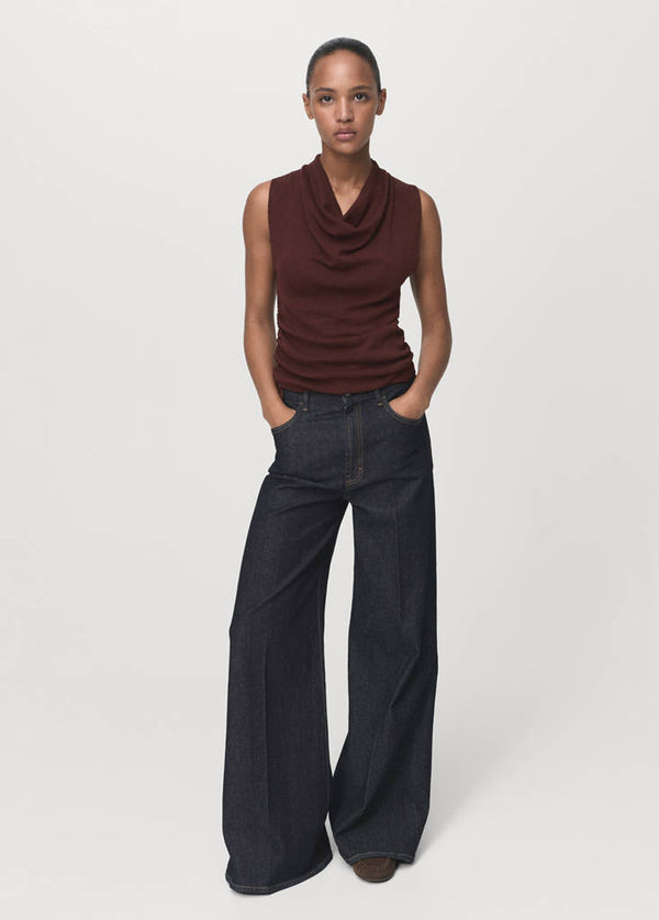Top in maglia con arricciature