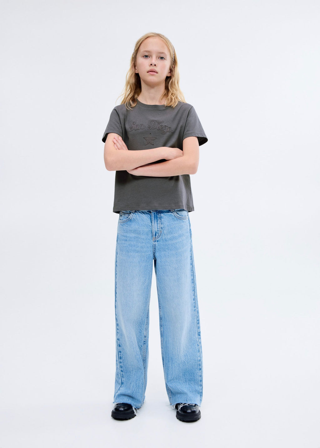 T-Shirt Diego Gris Anthracite - Fille