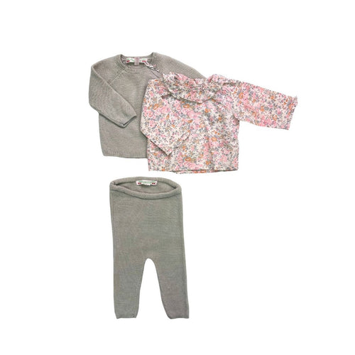 Bonpoint - Ensemble 3 Pièces Avec Blouse À Fleurs - 1 Ans