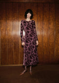 Robe Jacquard Floral Manches Cloche