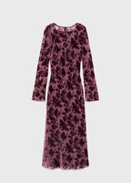 Robe Jacquard Floral Manches Cloche
