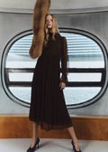 Robe Froncée Manches Bouffantes