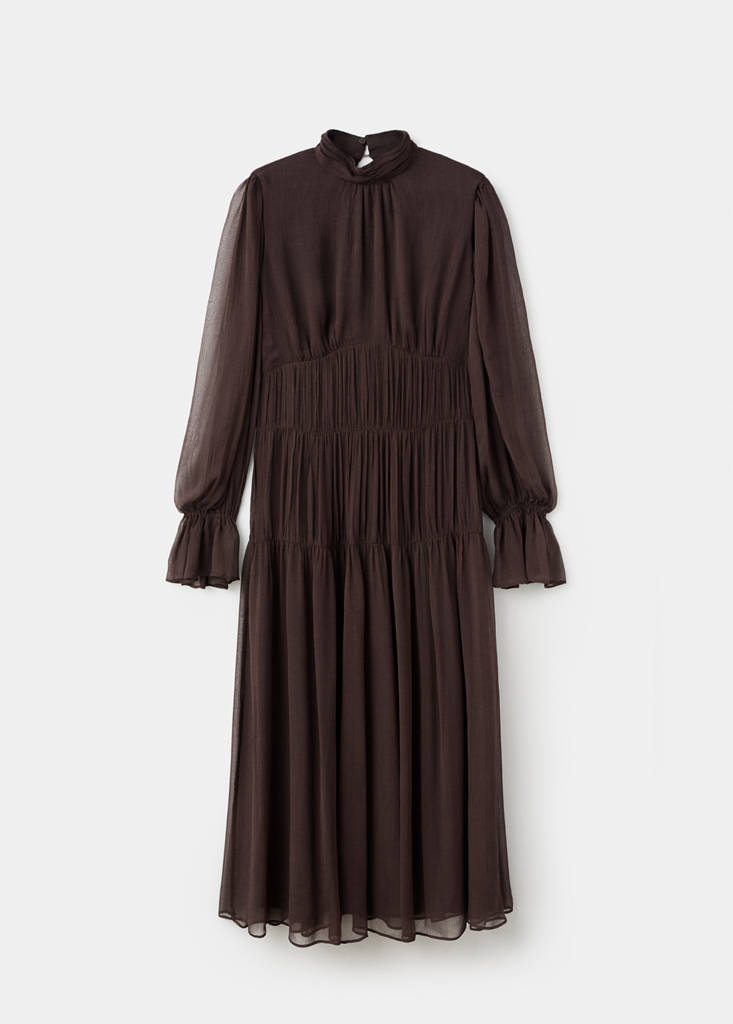 Robe Froncée Manches Bouffantes