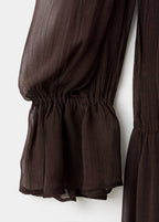 Robe Froncée Manches Bouffantes