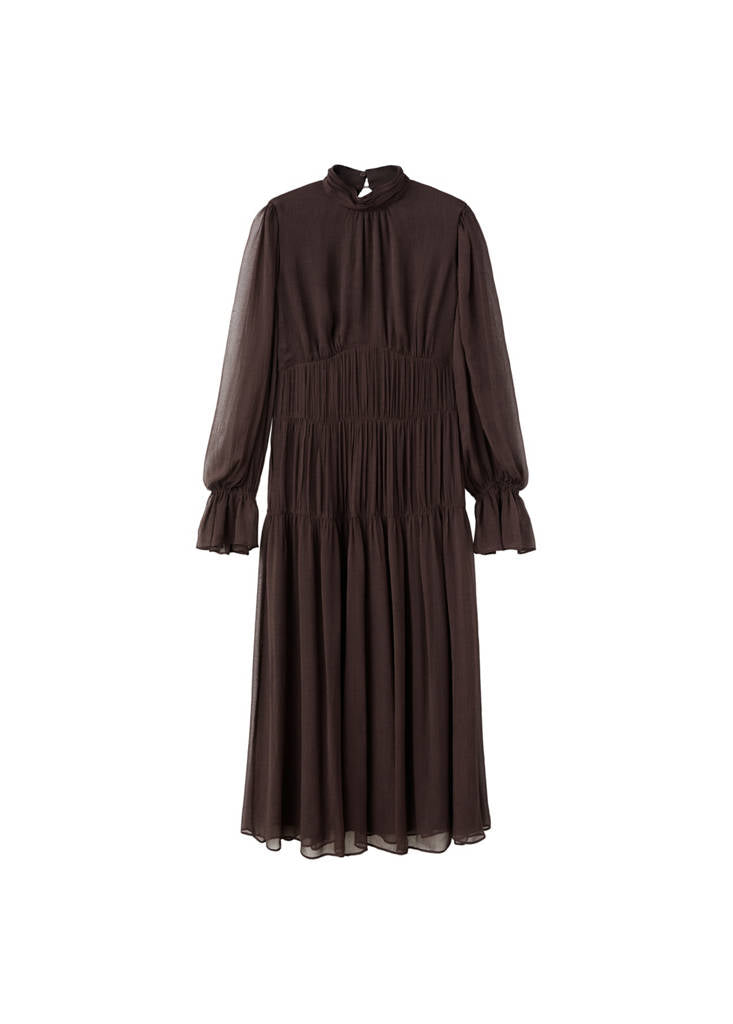 Robe Froncée Manches Bouffantes