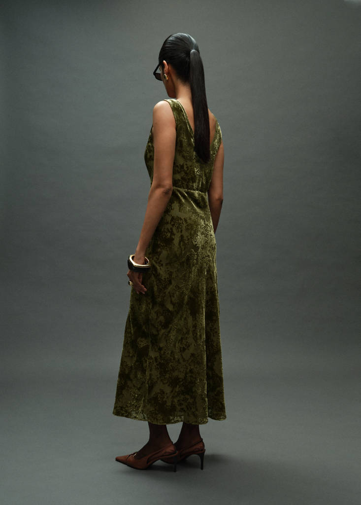 Robe Jacquard Col En V