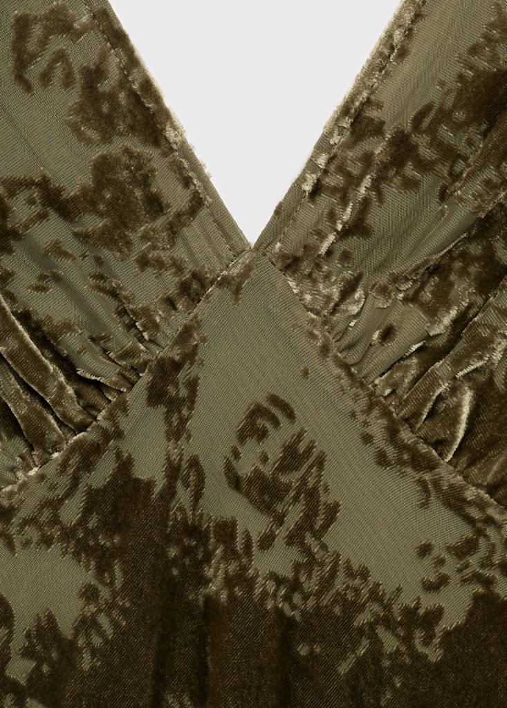 Robe Jacquard Col En V