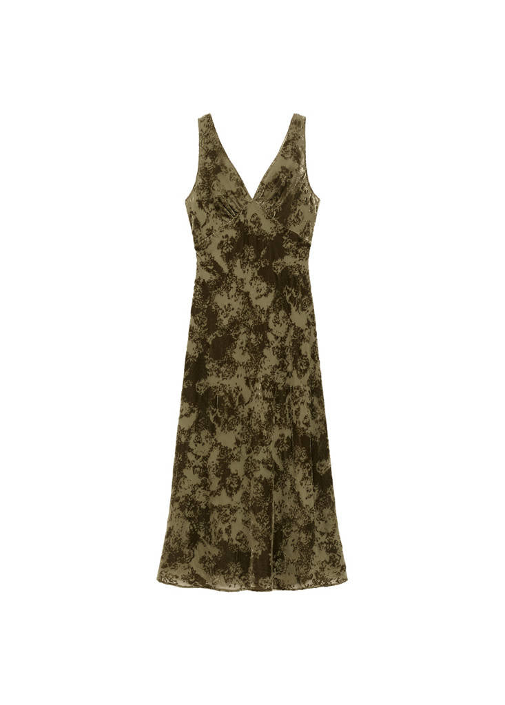 Robe Jacquard Col En V