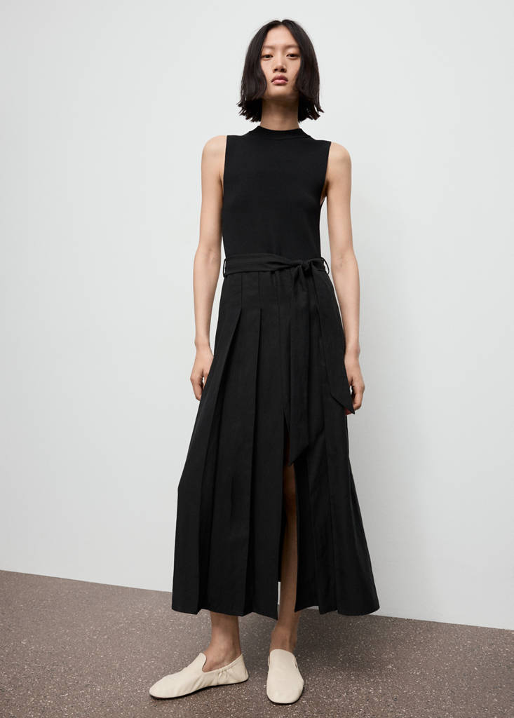 Robe À Ceinture Tissu Combiné