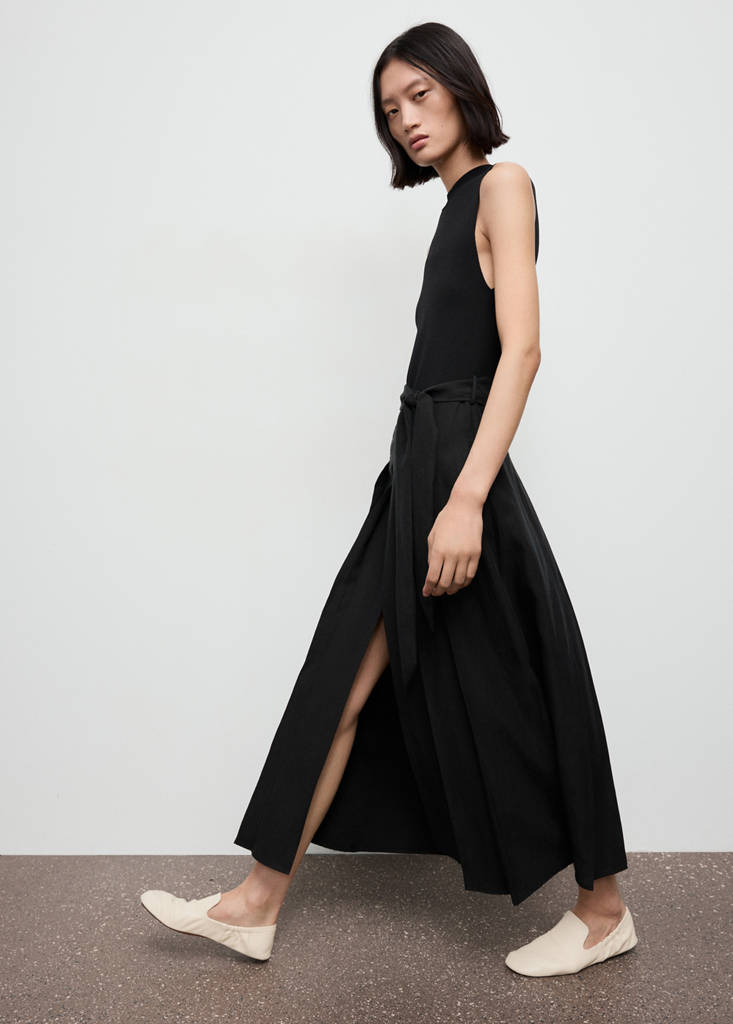 Robe À Ceinture Tissu Combiné