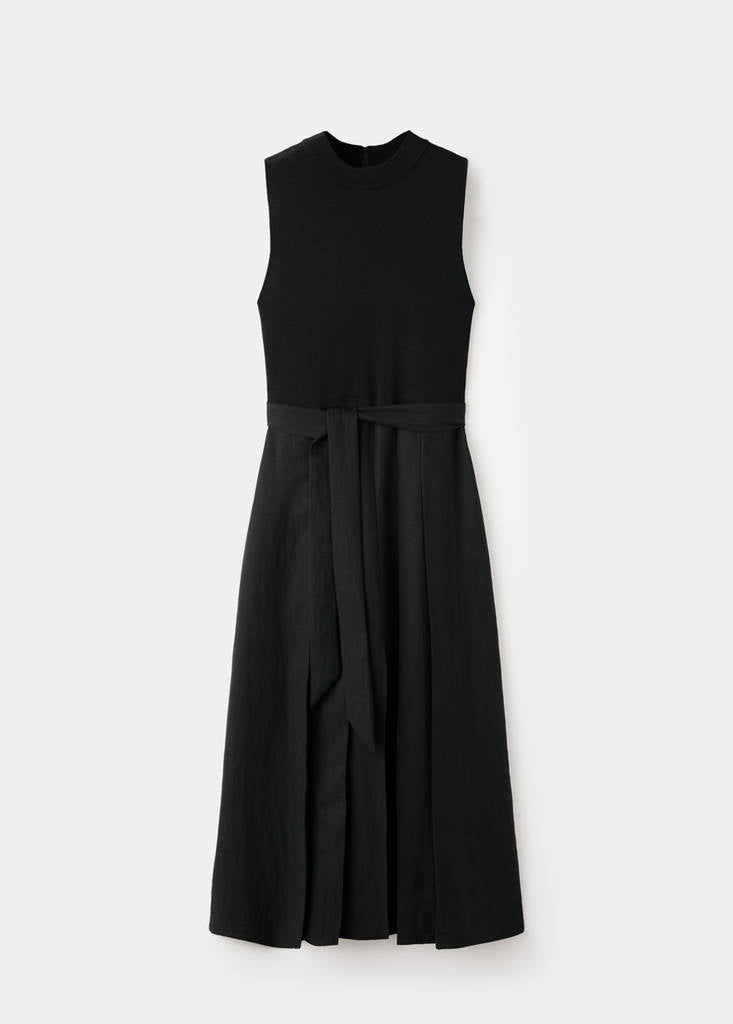 Robe À Ceinture Tissu Combiné