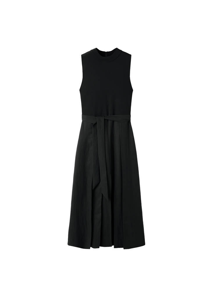 Robe À Ceinture Tissu Combiné