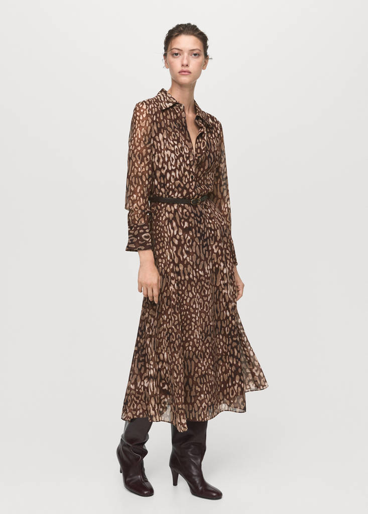 Robe-Chemise Léopard Avec Ceinture
