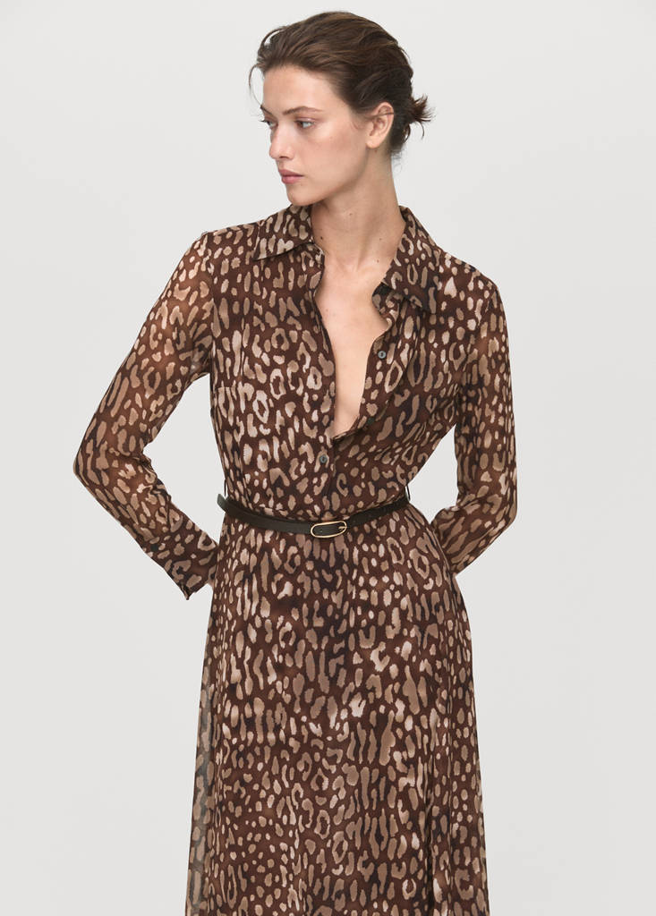 Robe-Chemise Léopard Avec Ceinture