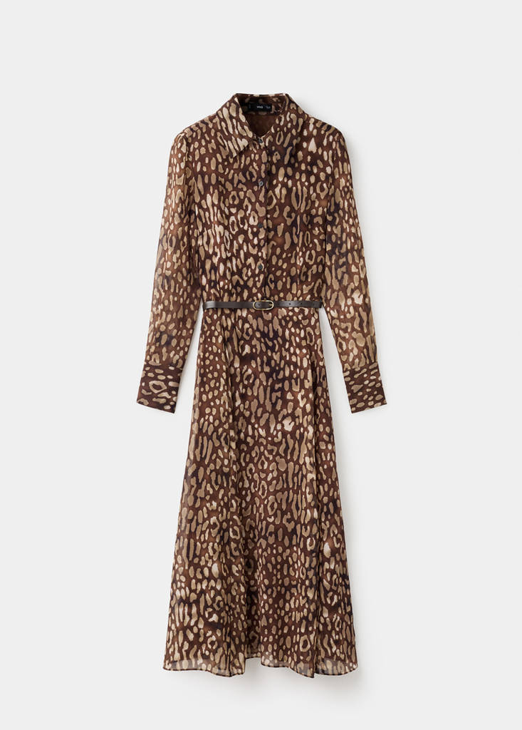 Robe-Chemise Léopard Avec Ceinture