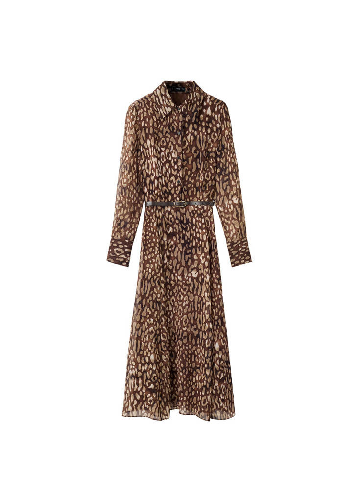 Robe-Chemise Léopard Avec Ceinture