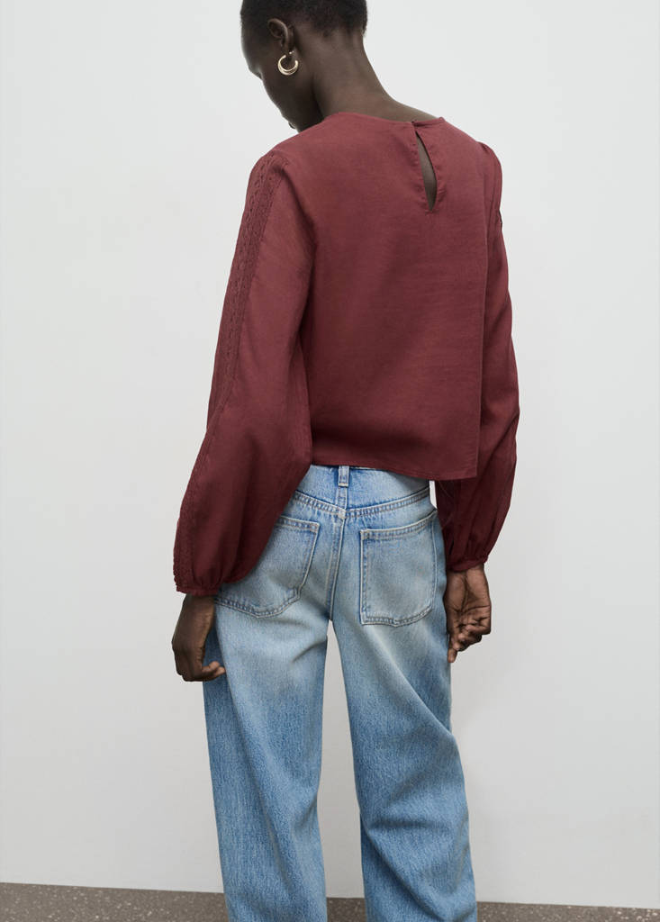 Blouse Brodée Manches Bouffantes