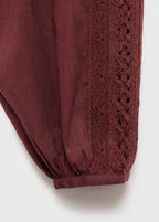 Blouse Brodée Manches Bouffantes