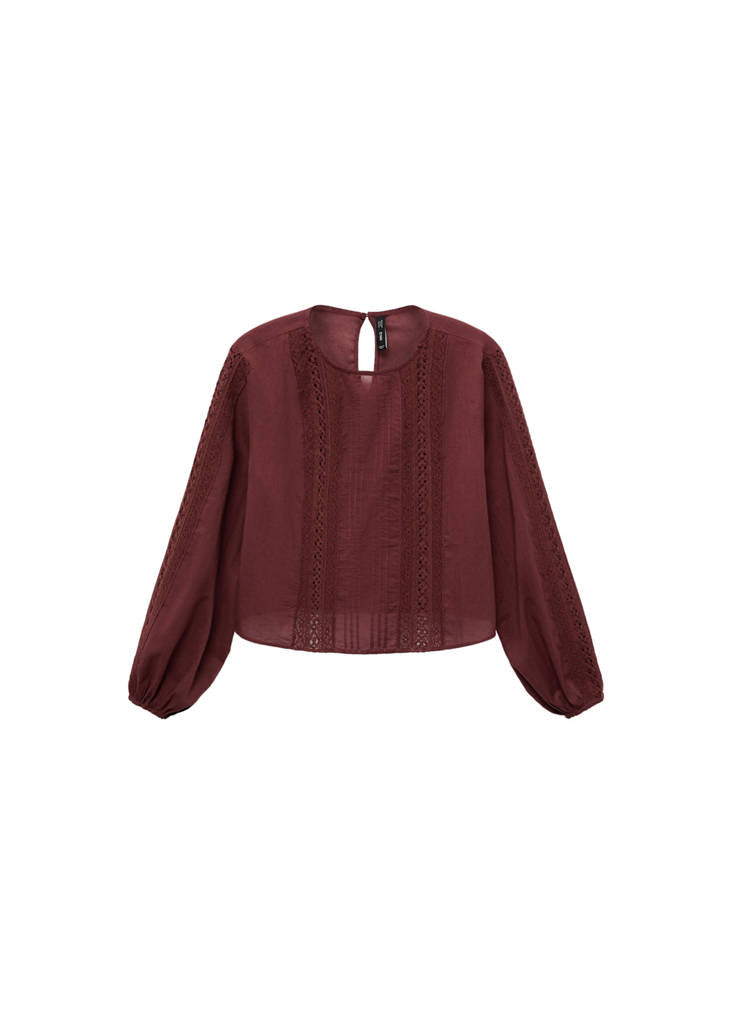 Blouse Brodée Manches Bouffantes
