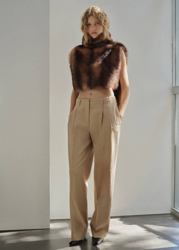 Pantalon Denim Droit À Pinces