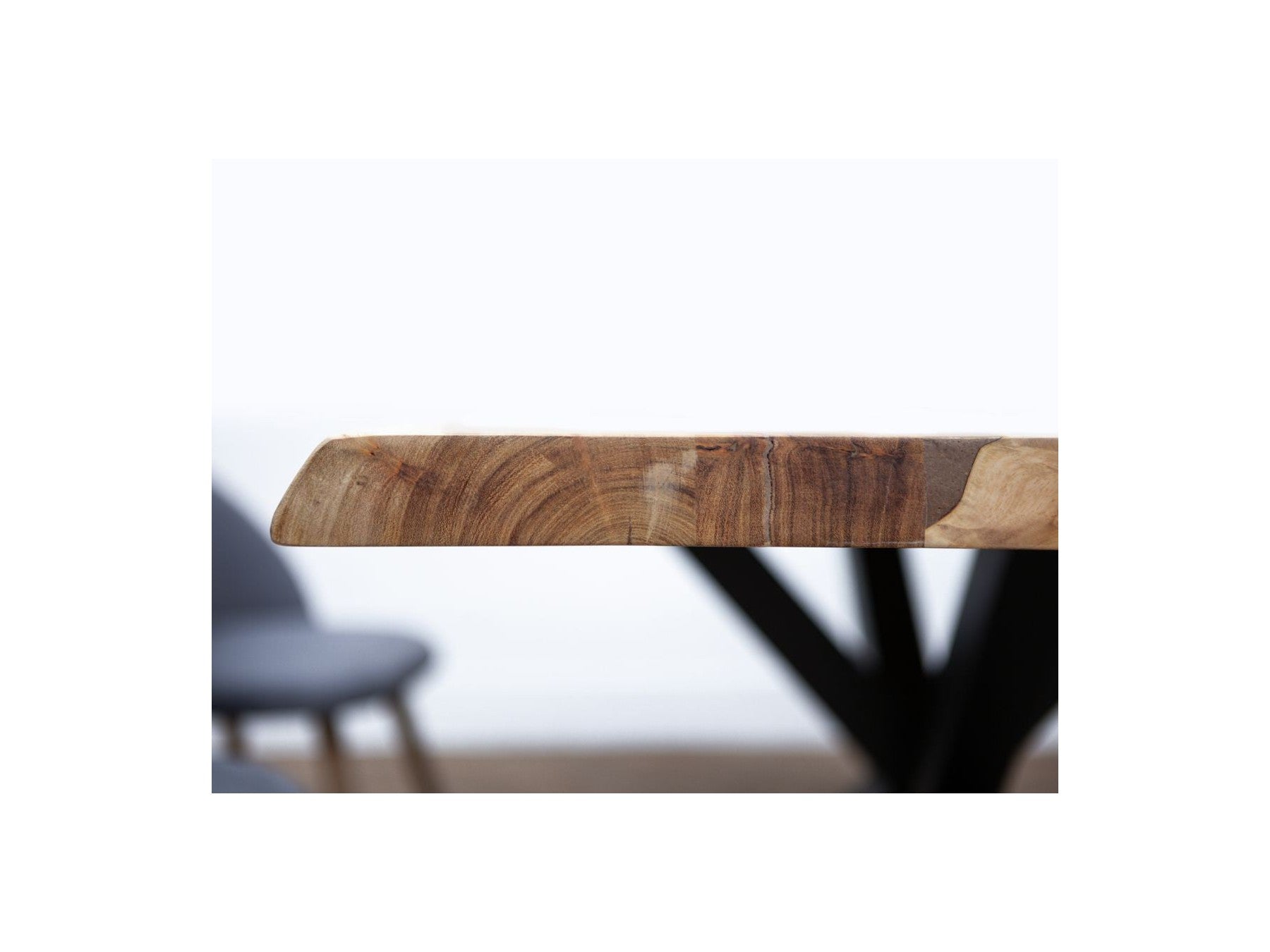 Twist Dining Table - Solid Acacia Wood and Black Metal Legs