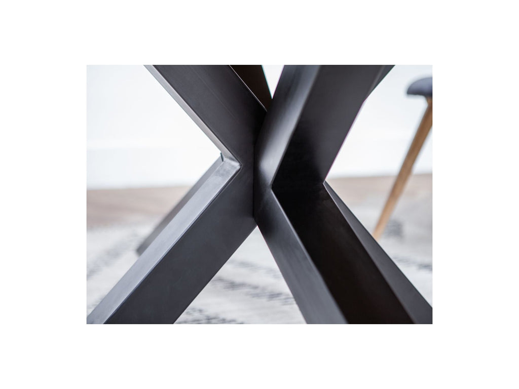 Twist Dining Table - Solid Acacia Wood and Black Metal Legs