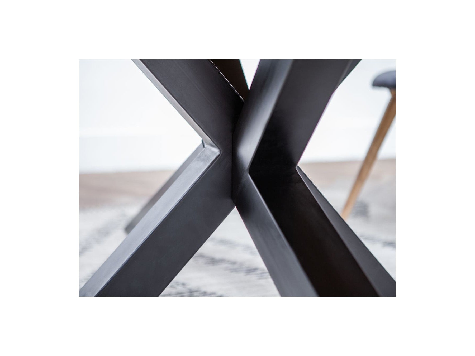 Twist Dining Table - Solid Acacia Wood and Black Metal Legs