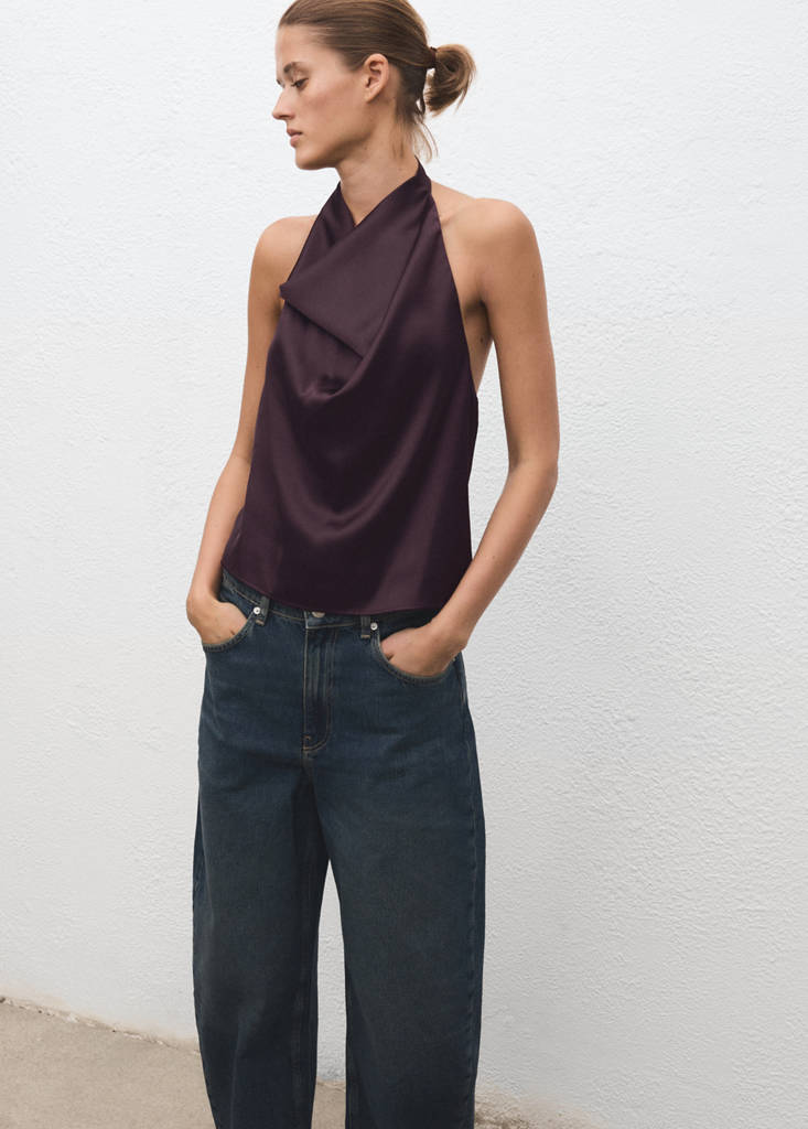 Top Satin Col Bénitier