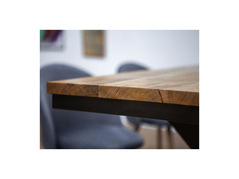 Table À Manger Orsay - Bois De Manguier Massif - Pieds En Métal Noir